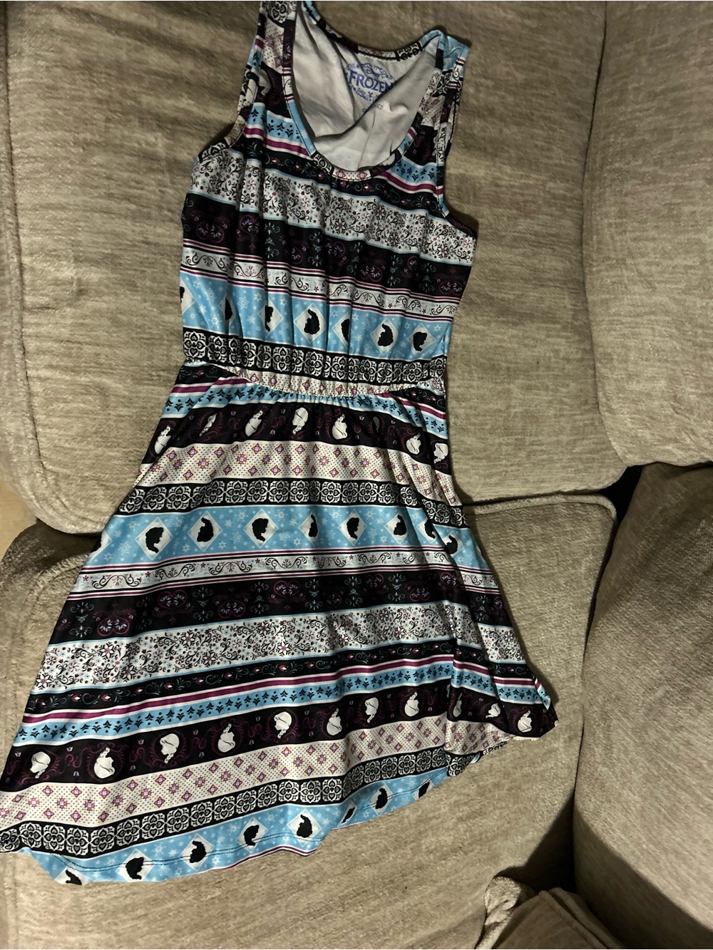 Women’s Sleeveless Patterned Fit & Flare Dress - Blue/Black